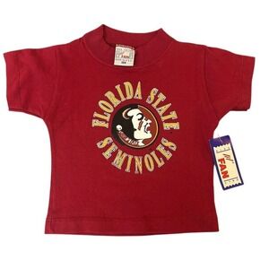 VTG NWT Kids Florida State Seminoles T Shirt 18M Red Cotton Short Sleeve Lil Fan